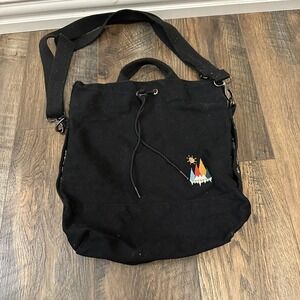 Women Canvas Tote Handbags Casual Shoulder Work Bag‎ Crossbody Bag Black 12x12x3